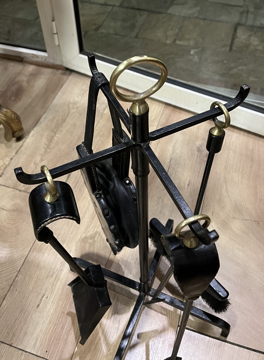 Nécessaire de cheminée Jacques Adnet-photo-3