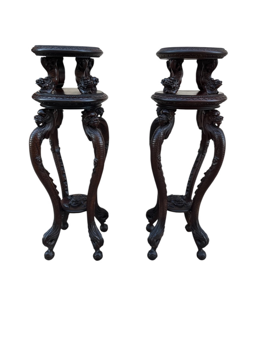 Paire de sellettes indochinoise 19 eme siecle-photo-8