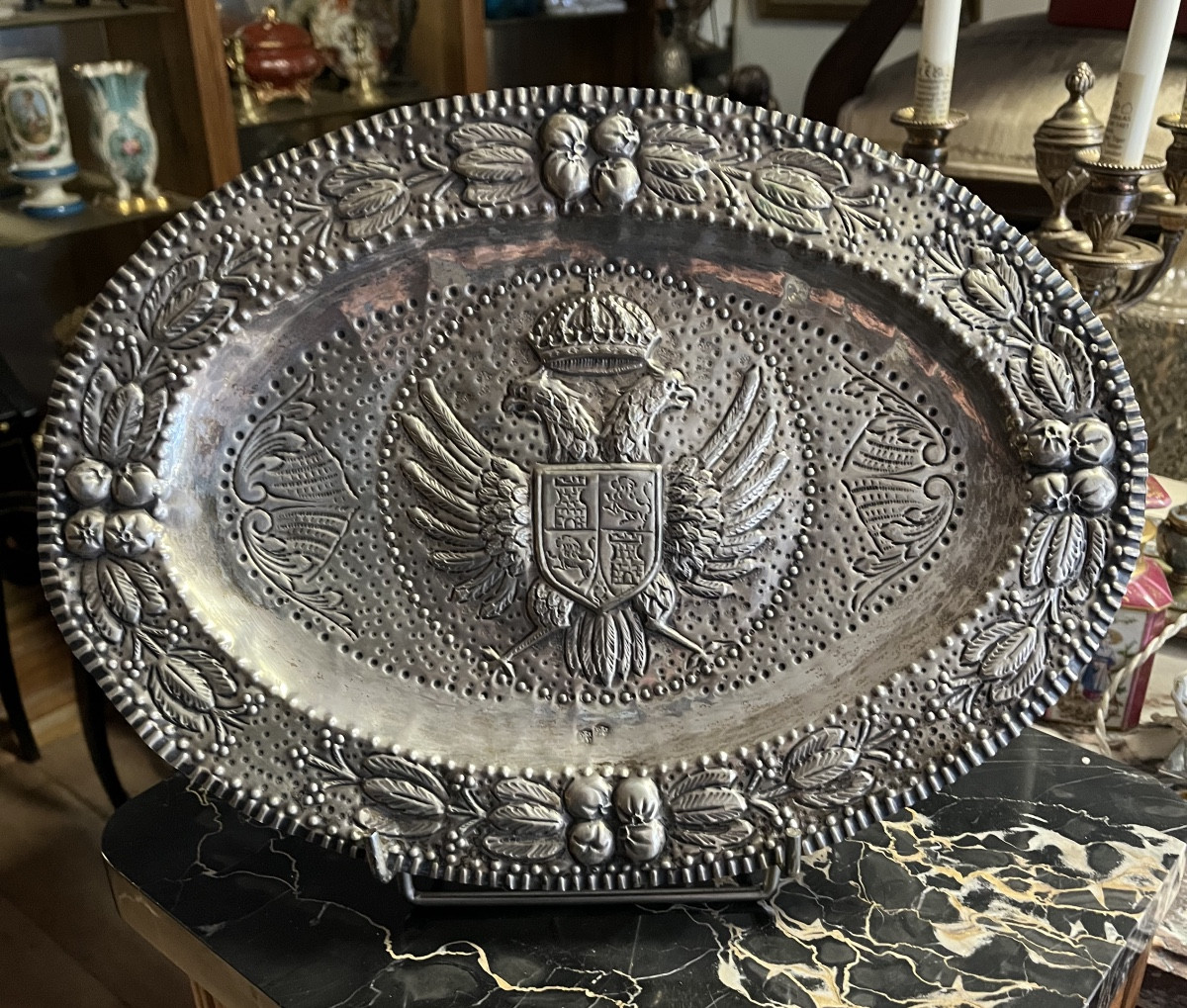 Plateau en argent massif Castille Léon 18eme siecle