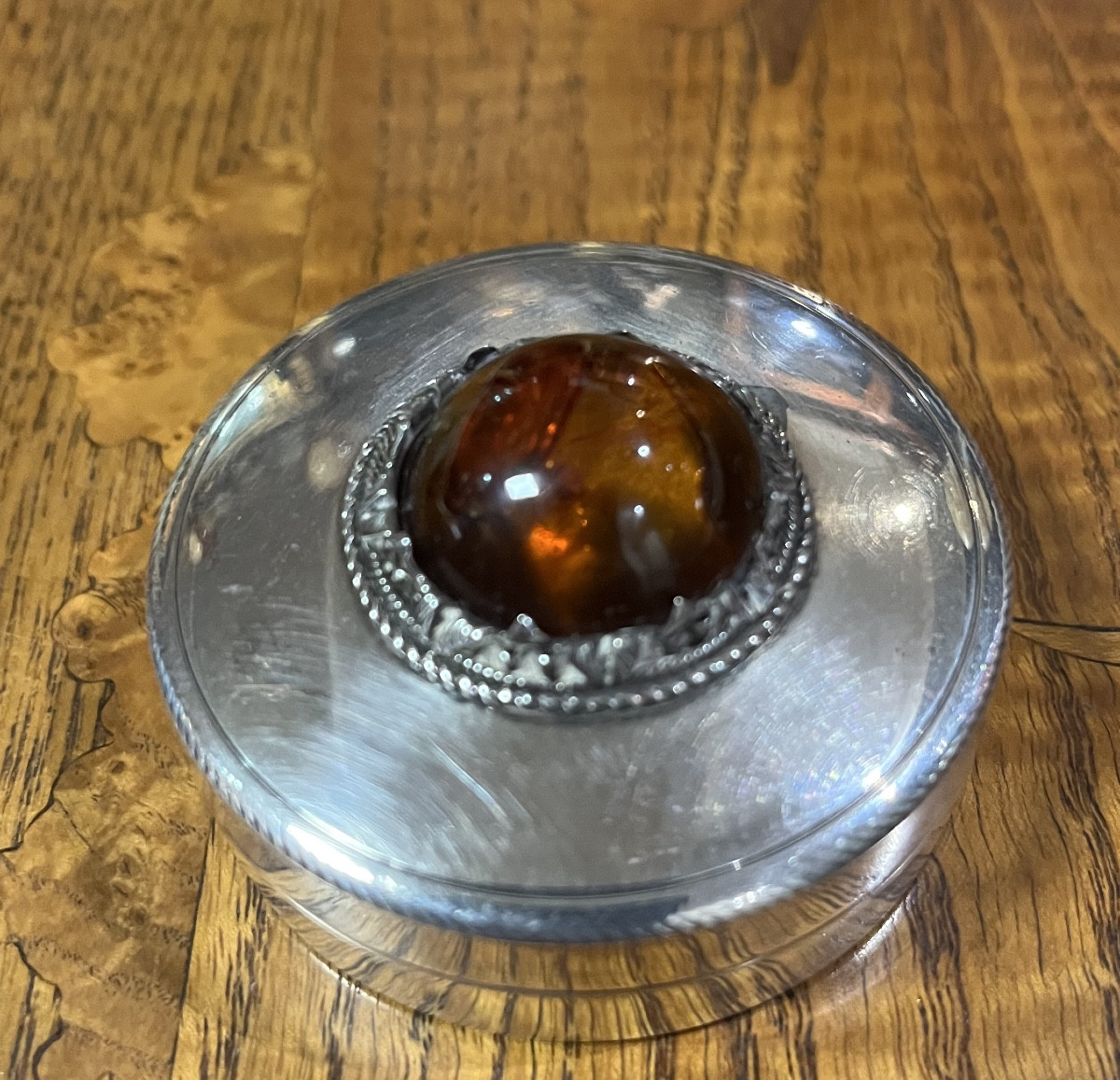 Solid Silver And Amber Box-photo-3
