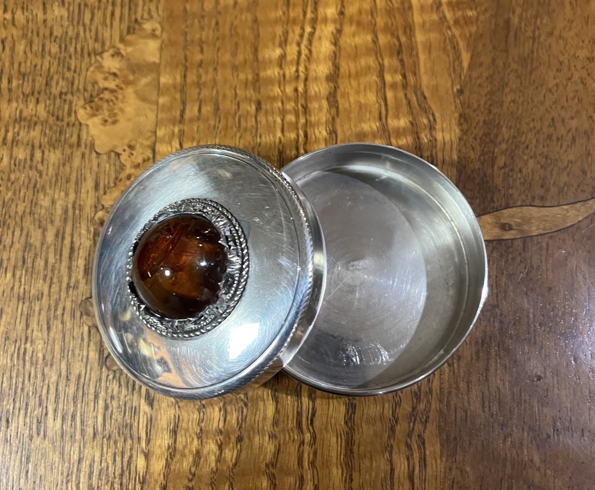 Solid Silver And Amber Box-photo-1