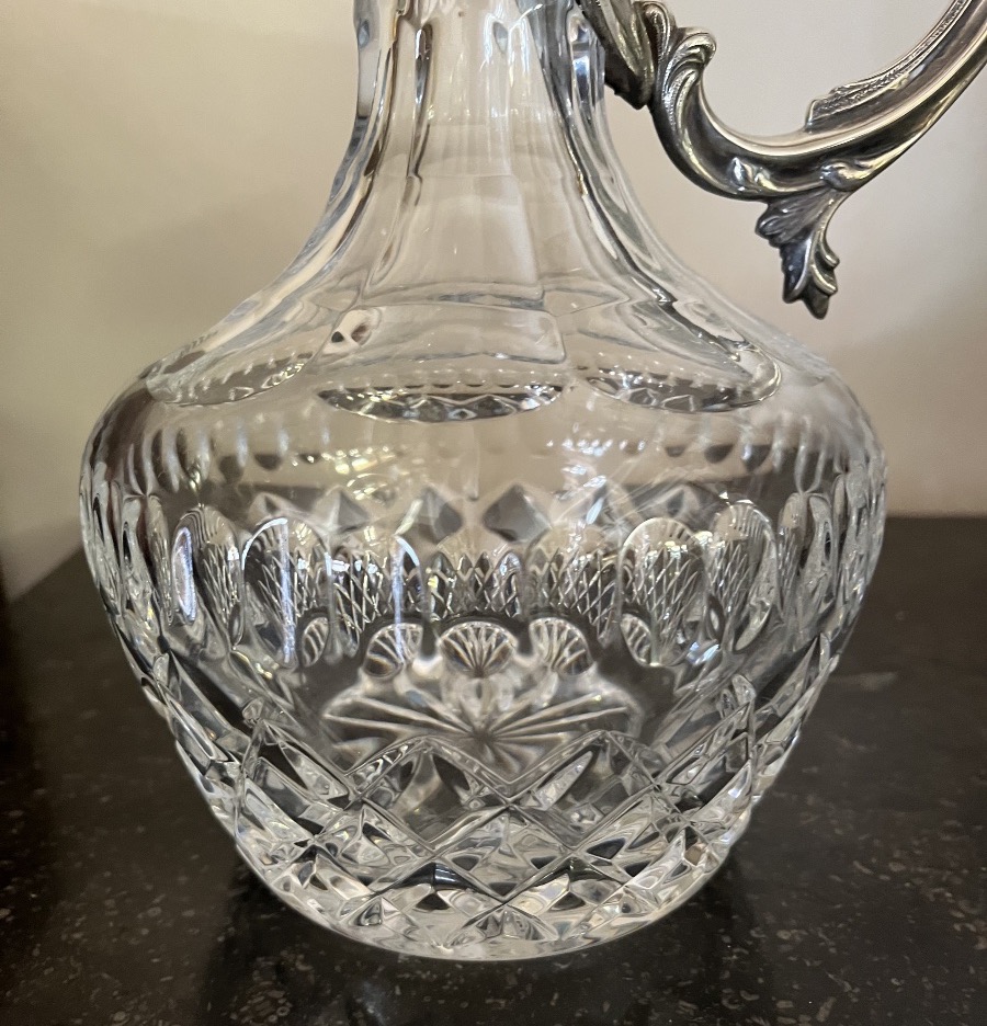 Aiguière en cristal et argent massif-photo-3