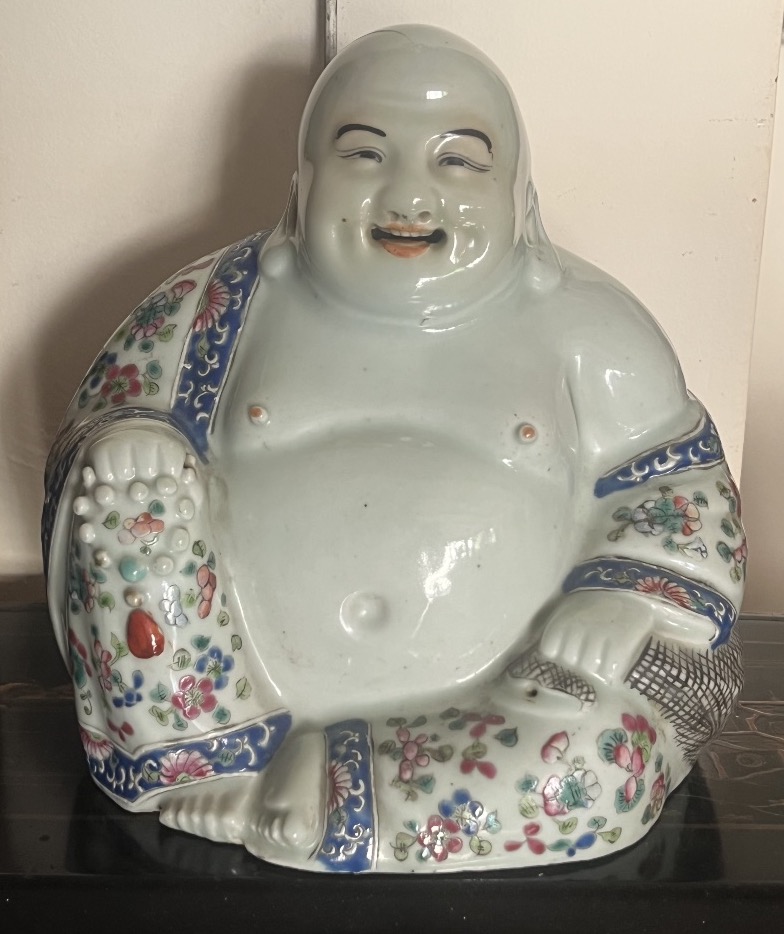 Porcelain "laughing Buddha" Sculpture-photo-3