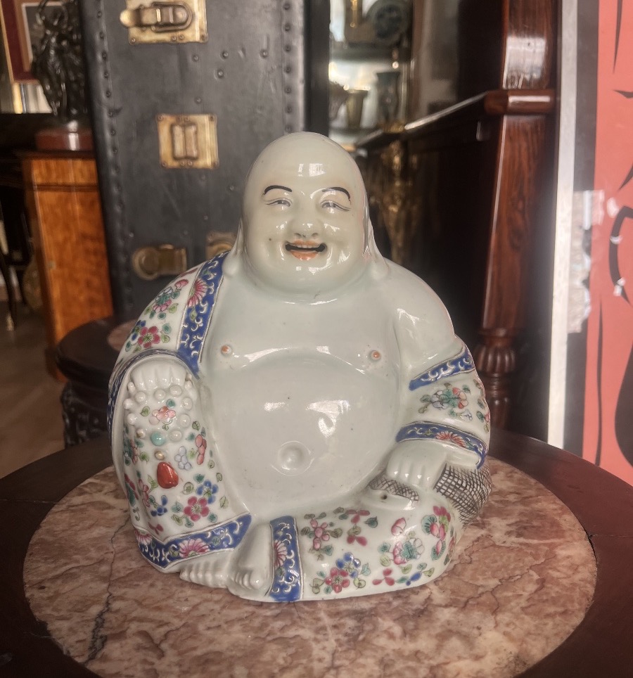 Porcelain "laughing Buddha" Sculpture-photo-8