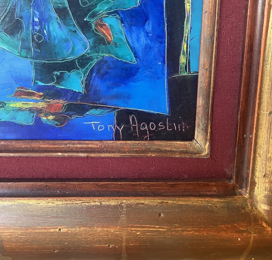 Oil On Canvas, Signed By Tony Agostini-photo-3