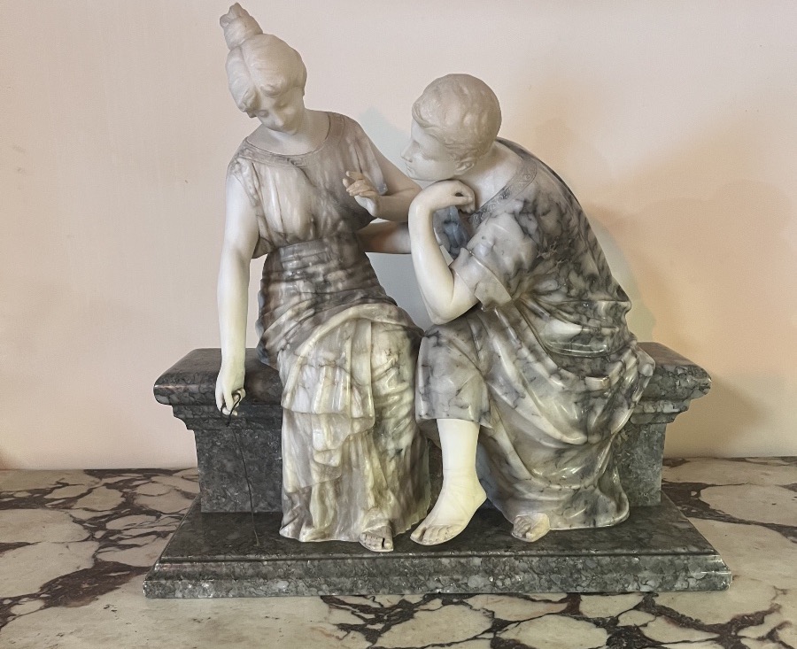 Sculpture en marbre et albâtre par G Pugi-photo-2