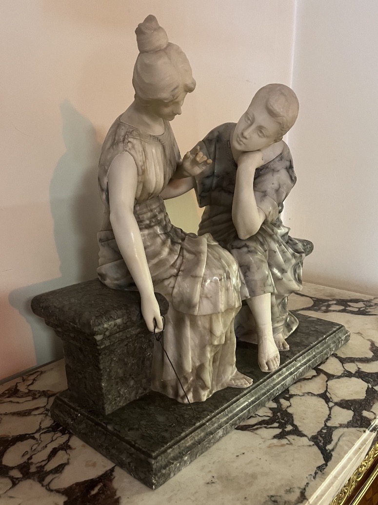 Sculpture en marbre et albâtre par G Pugi-photo-4