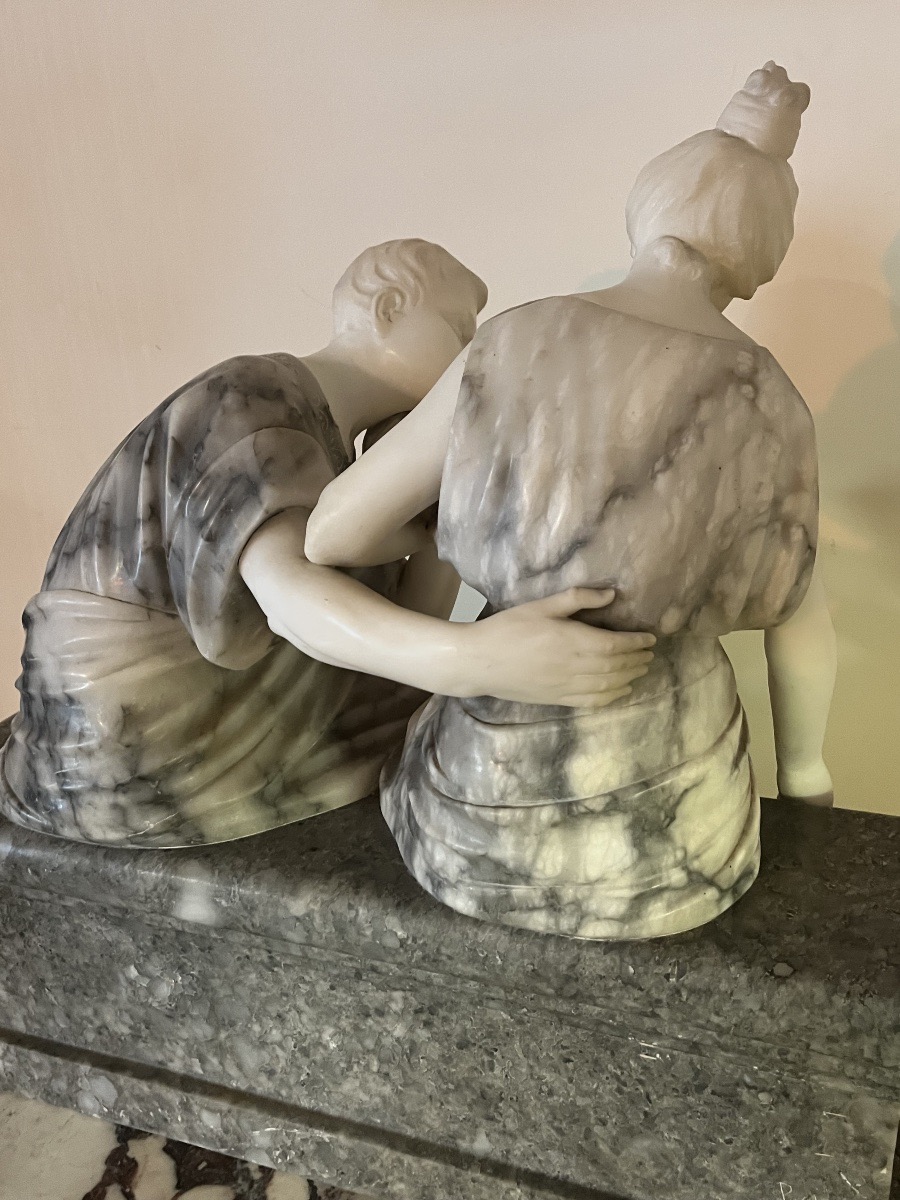 Sculpture en marbre et albâtre par G Pugi-photo-3