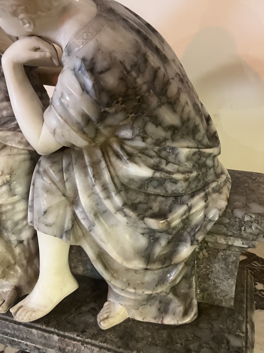 Sculpture en marbre et albâtre par G Pugi-photo-5