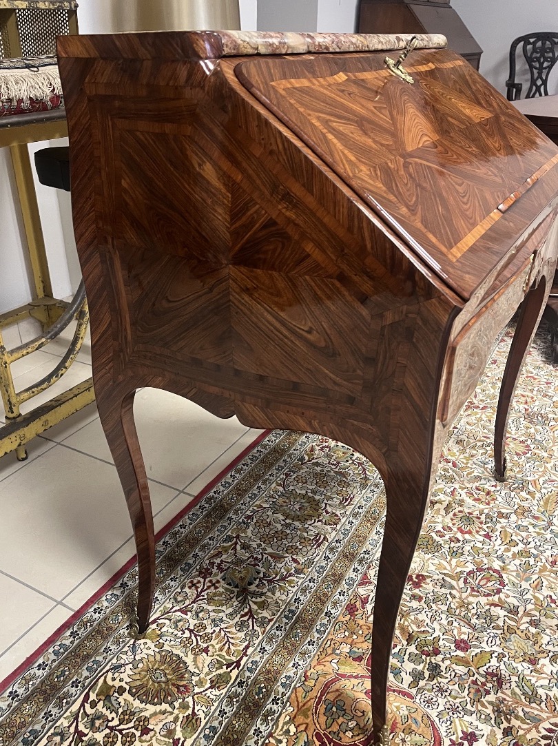 Bureau de pente en bois de violette époque Louis xv-photo-3