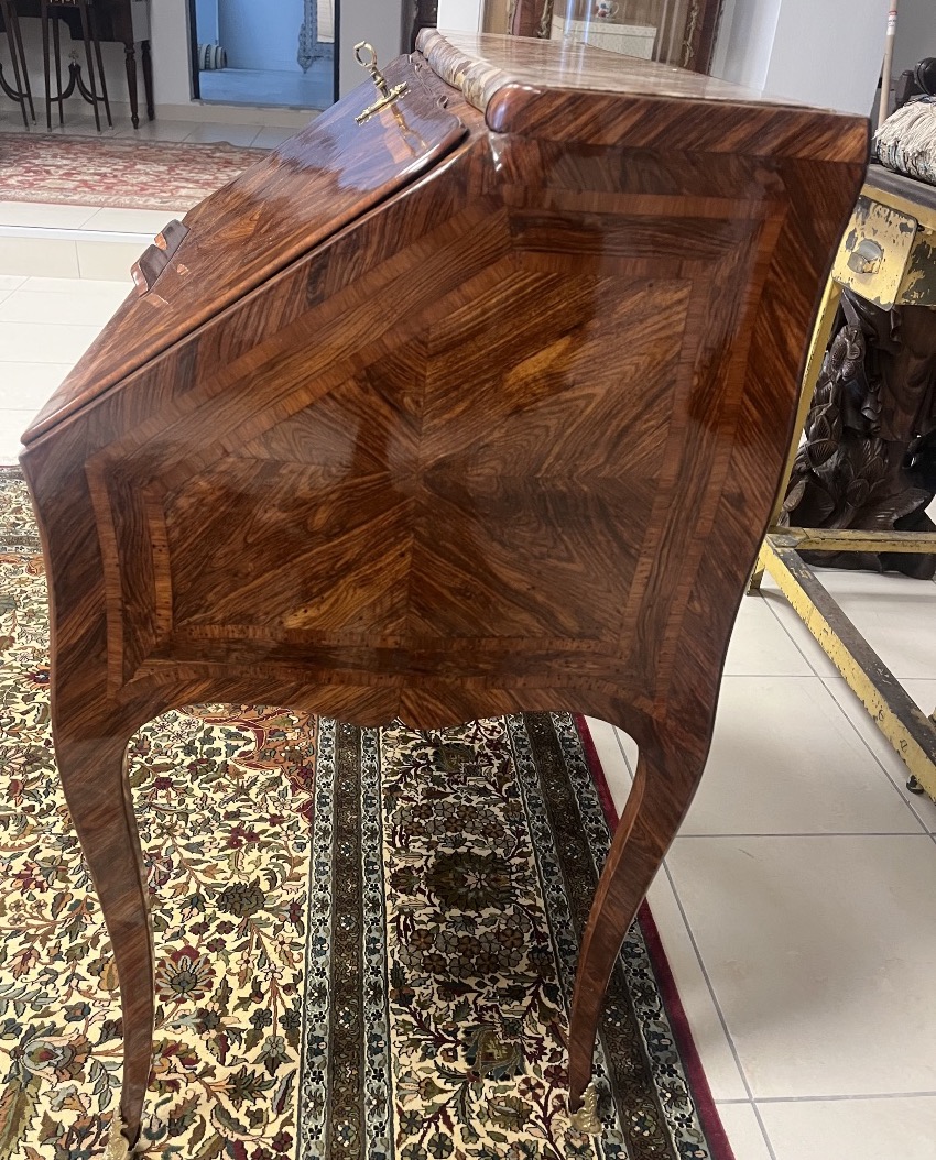 Bureau de pente en bois de violette époque Louis xv-photo-7