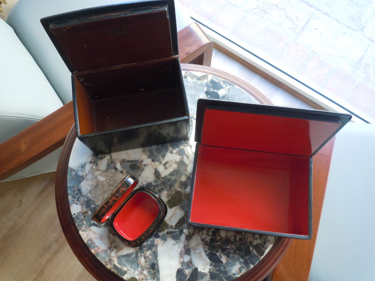 Set Of Three Russian Lacquered Boxes-photo-4