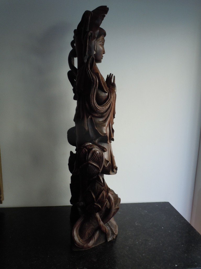 Guanyn Sculpture In Carved Wood-photo-1