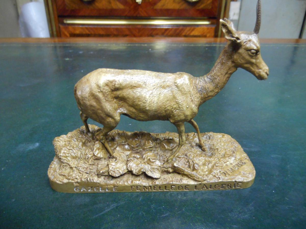 Gazelle Femelle De L Algerie Bronze Signe P J Mene