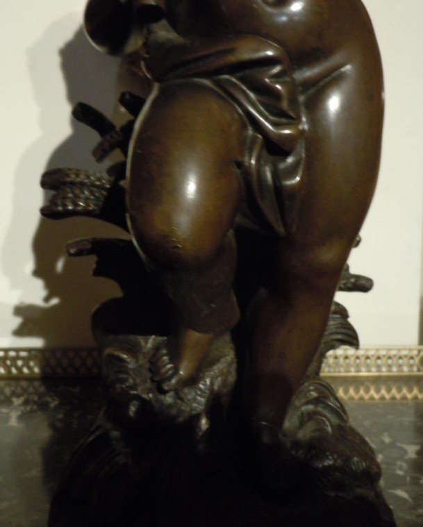 Child Bronze Scupture With The Serpe 19th Century-photo-3