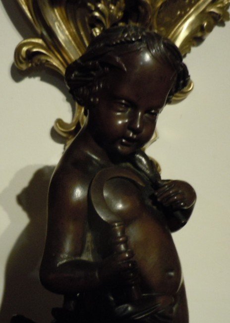 Child Bronze Scupture With The Serpe 19th Century-photo-5