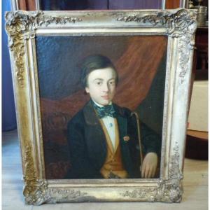 Portrait De Jeune Homme Signe Et Date 1849