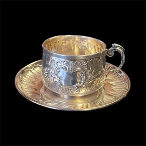 Tasse a chocolat en argent massif 19eme