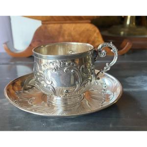 Tasse a chocolat en argent massif