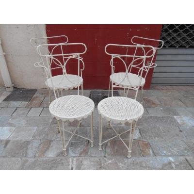 Gilbert Poillerat 2 Fauteuils Et 2 Chaises Fer Forge