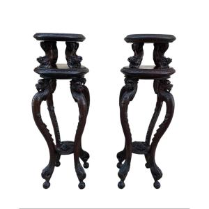 Paire de sellettes indochinoise 19 eme siecle