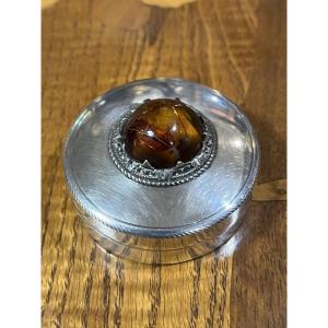Solid Silver And Amber Box