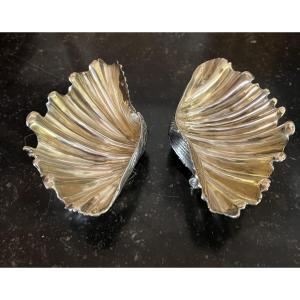 Paire de salières en argent massif