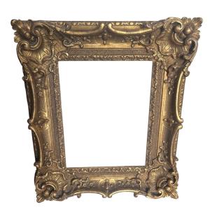19th-century Wooden Frame With Gilded Stucco