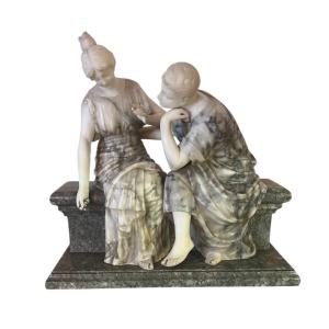 Marble And Alabaster Sculpture By G. Pugi