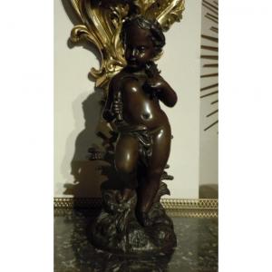 Scupture En Bronze Enfant A La Serpe 19eme Siecle