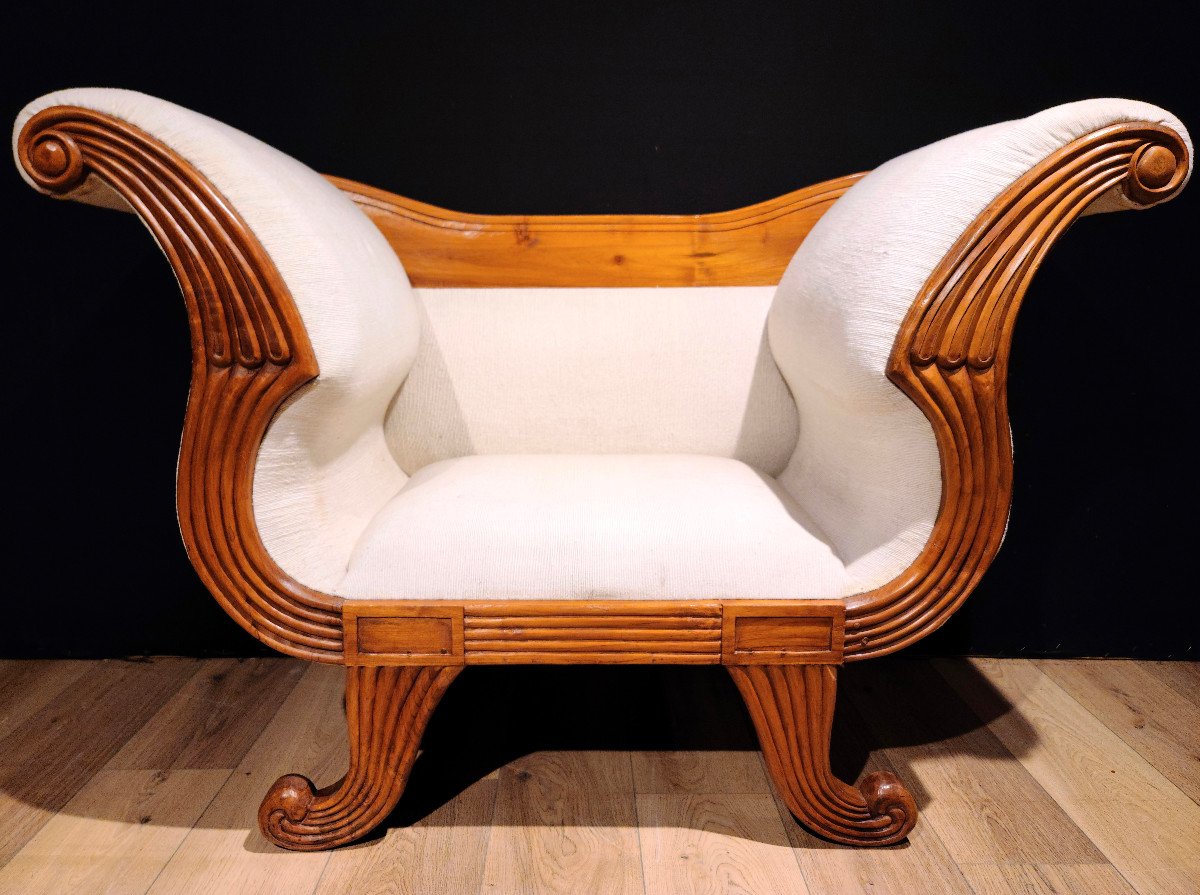 Paire De Larges Fauteuils En Noyer, Vers 1930. (135cm)-photo-2