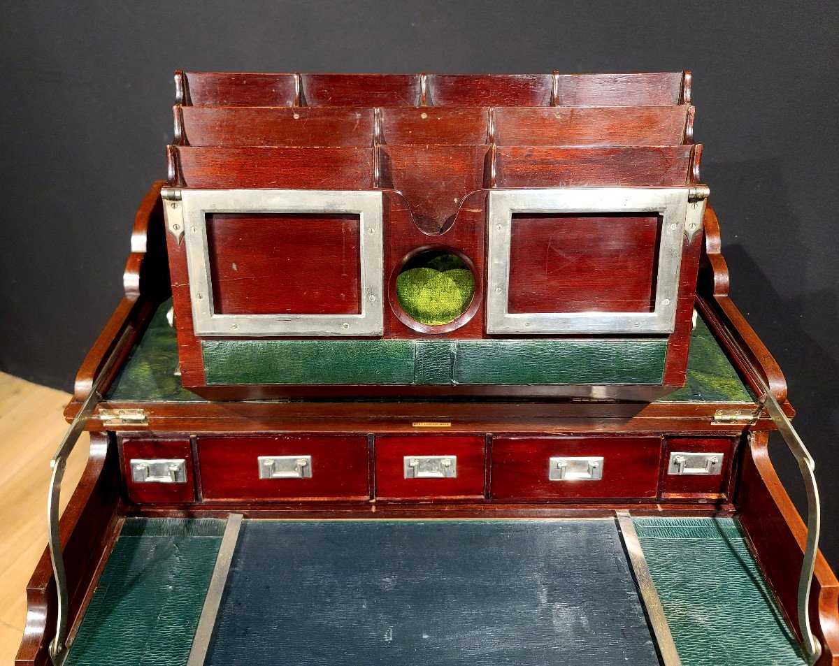 Mahogany Mechanism Desk, Signed "bramah" Late 19th Century.-photo-3