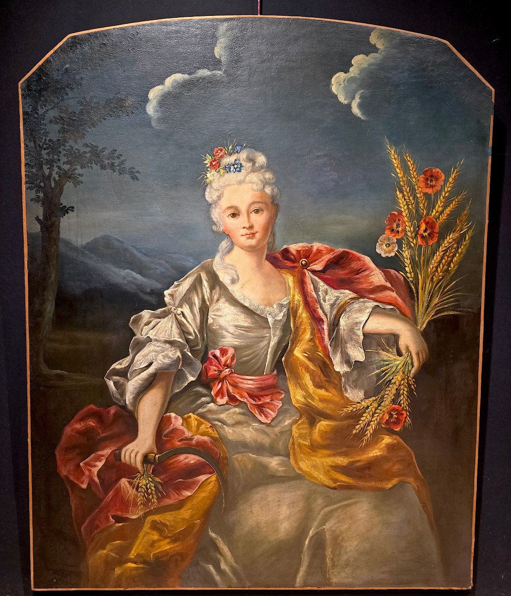 Important Portrait Of A Woman, Allegory Of Summer, 18th Century. (144cm X 114).