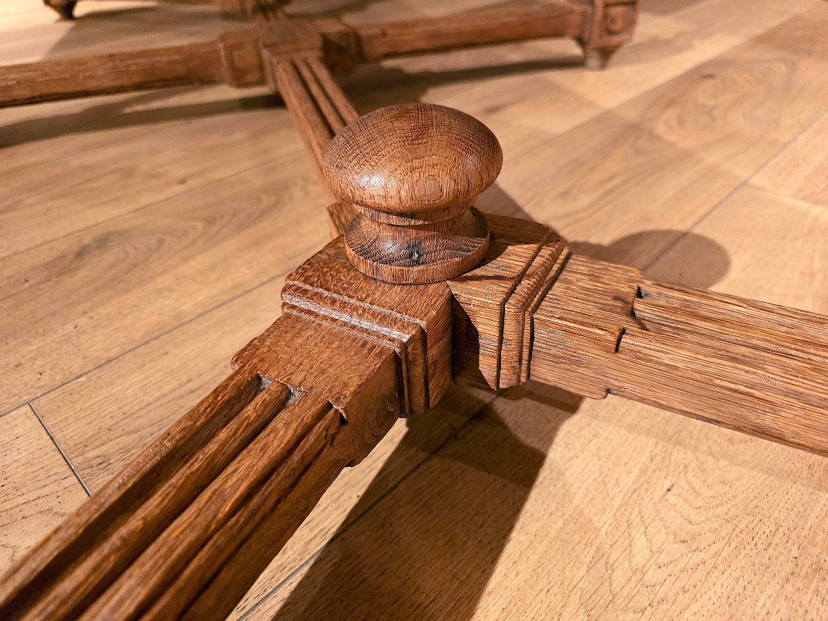 Table En Chêne , Bois Mouluré Et Sculpté, XIXe. (275cm X 111cm).-photo-6