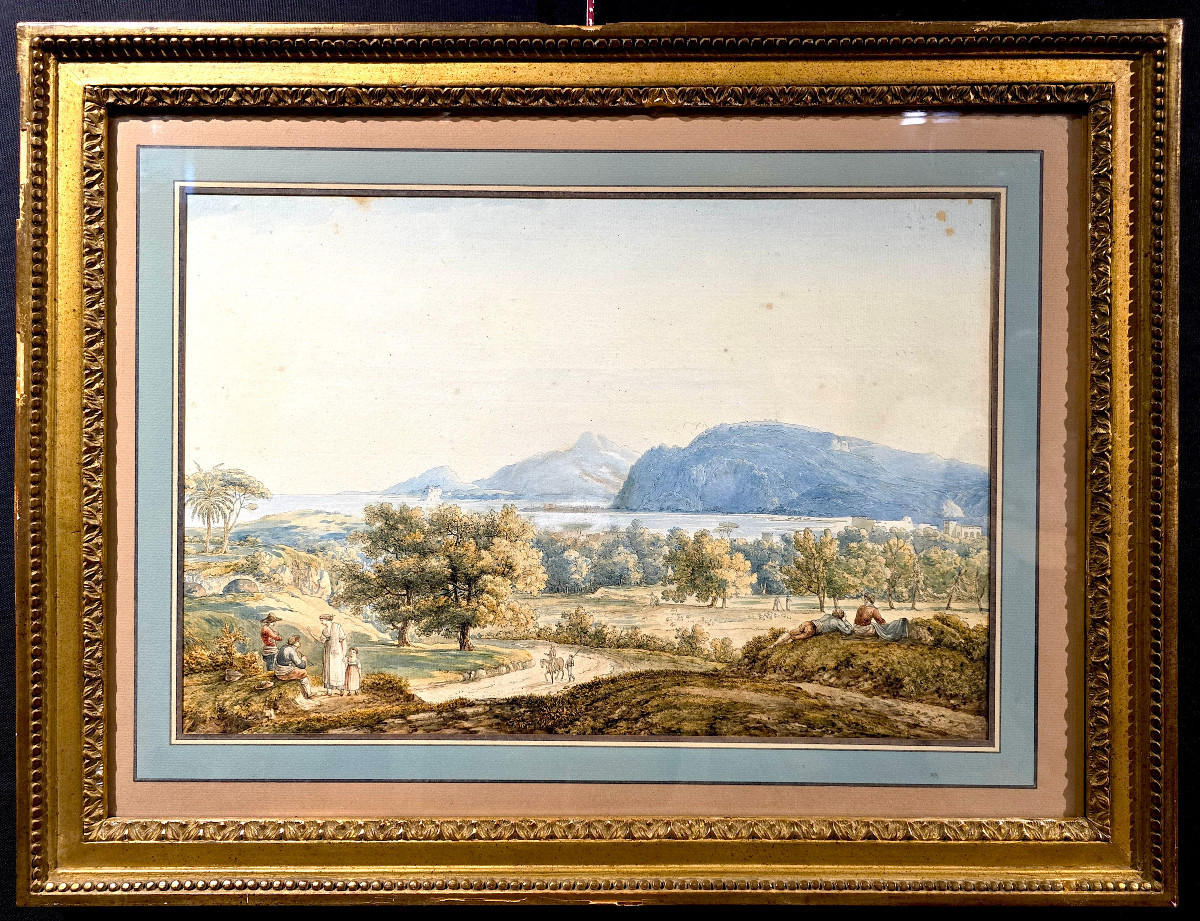 Paire d'Aquarelles, Vues De Paysages Italiens, Franz Kaisermann (1765-1833).-photo-2