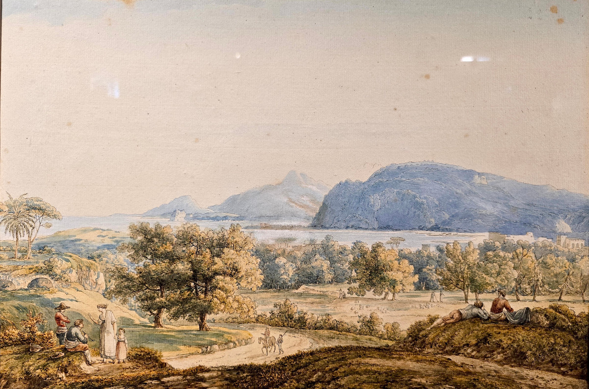 Paire d'Aquarelles, Vues De Paysages Italiens, Franz Kaisermann (1765-1833).-photo-4