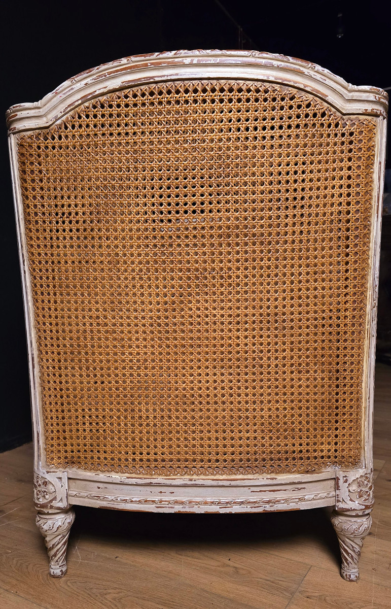 Louis XVI Alcove Sofa In Lacquered Wood, 20th Century. (173cm).-photo-3