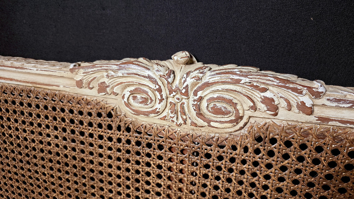 Louis XVI Alcove Sofa In Lacquered Wood, 20th Century. (173cm).-photo-5
