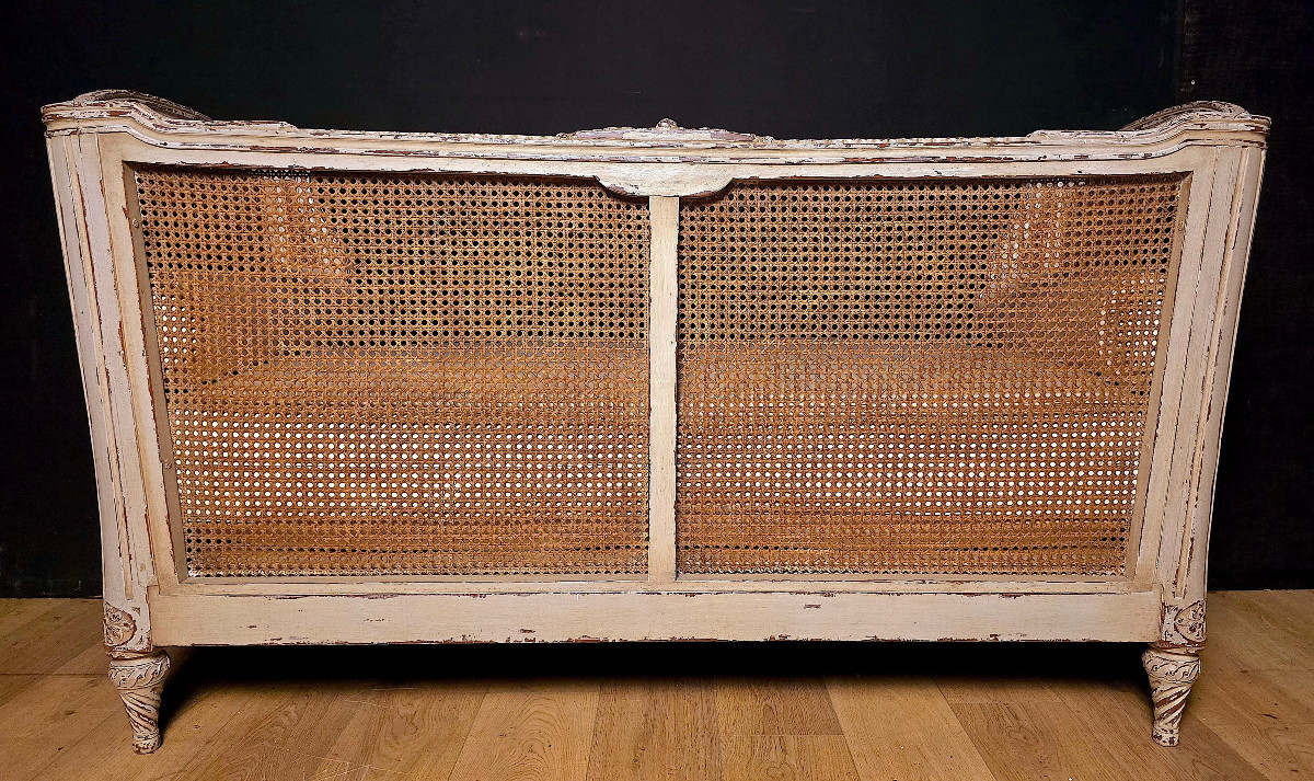 Louis XVI Alcove Sofa In Lacquered Wood, 20th Century. (173cm).-photo-6