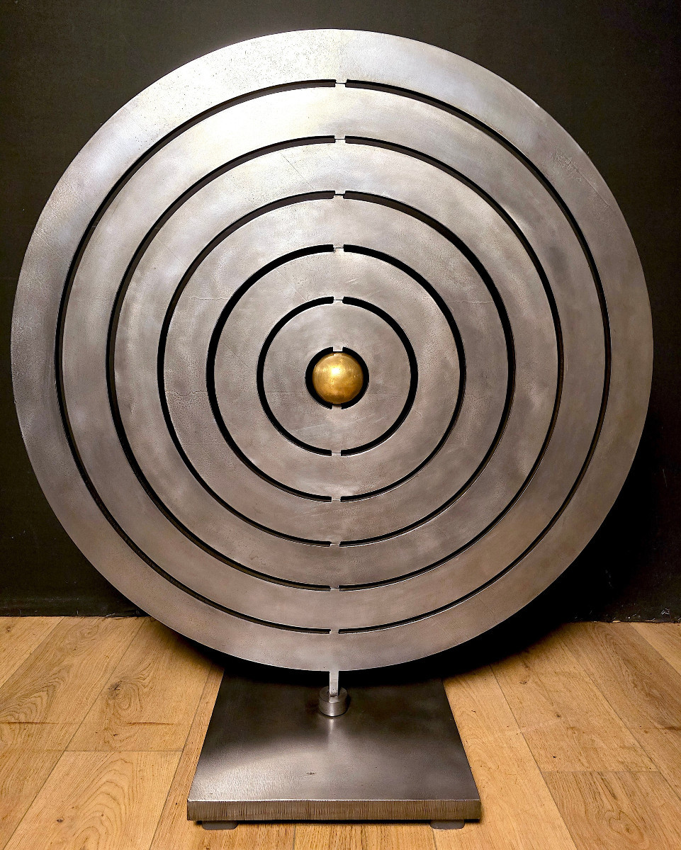 Importante Sphère Armillaire En Métal, Astrolabe, Signé Stolnikoff. (112cm x 99cm x 99cm)-photo-3