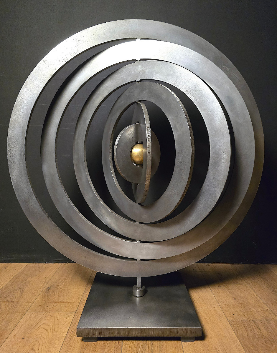 Importante Sphère Armillaire En Métal, Astrolabe, Signé Stolnikoff. (112cm x 99cm x 99cm)
