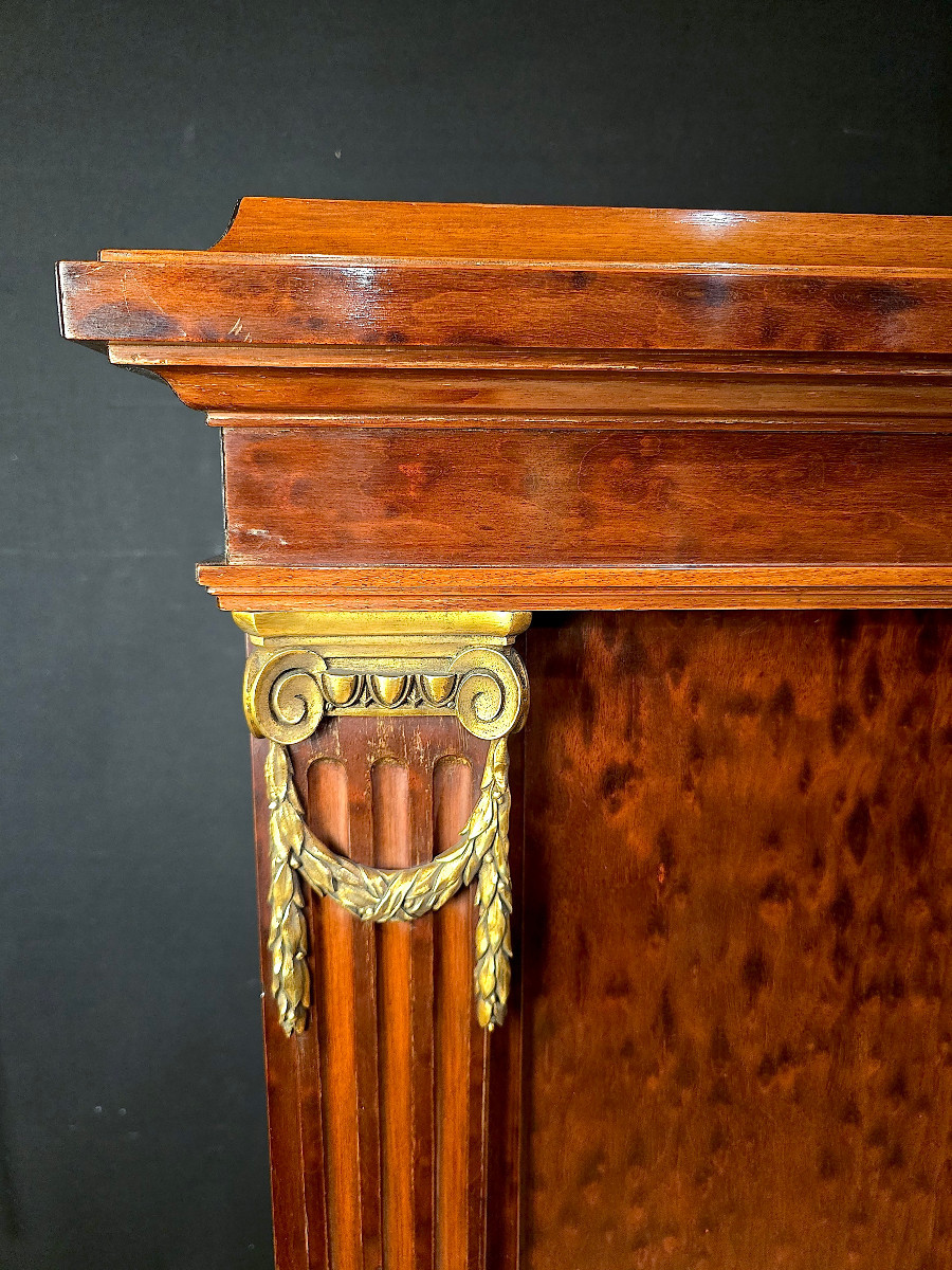 Pair Of Louis XVI Style Bookcases In Mottled Mahogany, Late 19th Century, Circa 1900. (197cm X 179cm).-photo-4