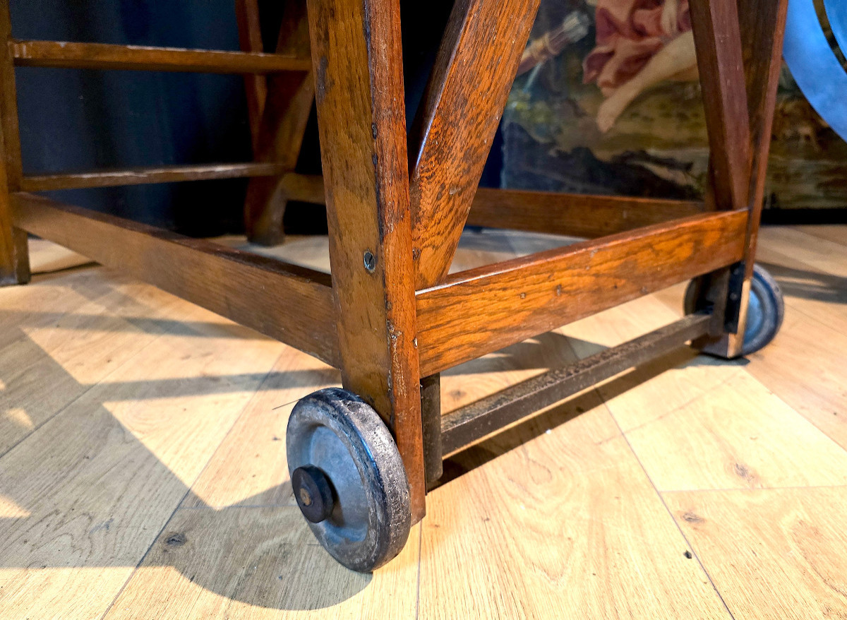 Escalier De Bibliothèque En Chêne, Début XXe. (225cm).-photo-3