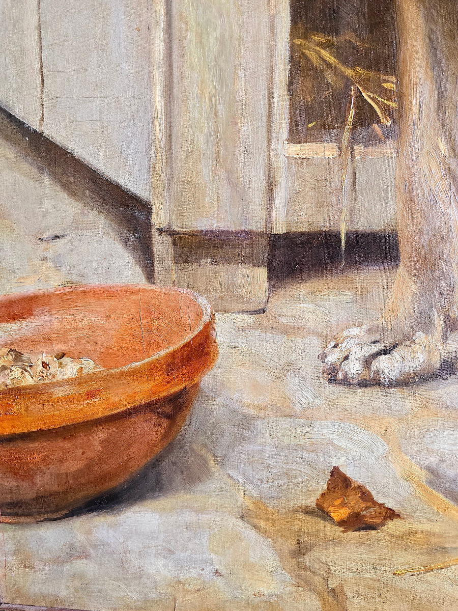 Portrait De Chien, Signé Joseph Faverot (1862-1918). (180cm x 148cm)-photo-4