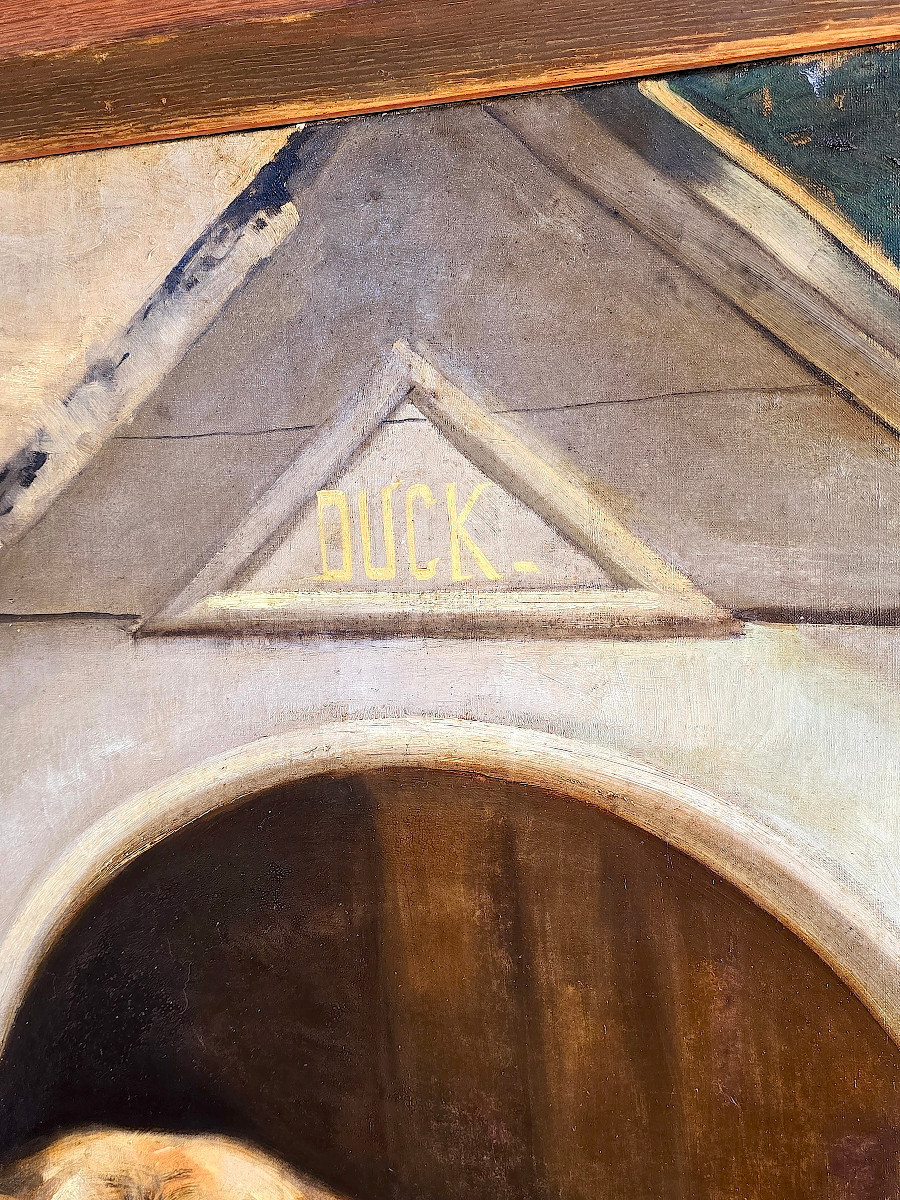 Portrait De Chien, Signé Joseph Faverot (1862-1918). (180cm x 148cm)-photo-1