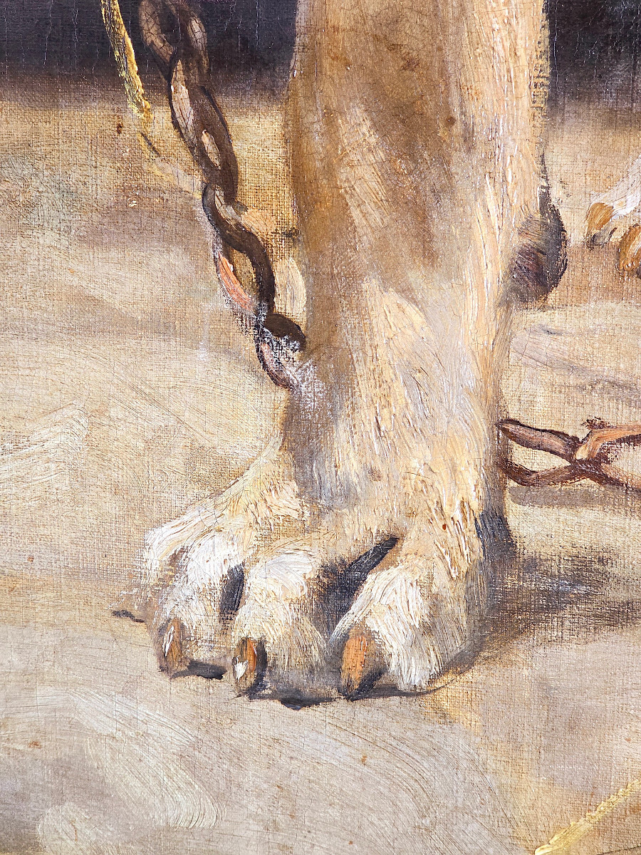 Portrait De Chien, Signé Joseph Faverot (1862-1918). (180cm x 148cm)-photo-5