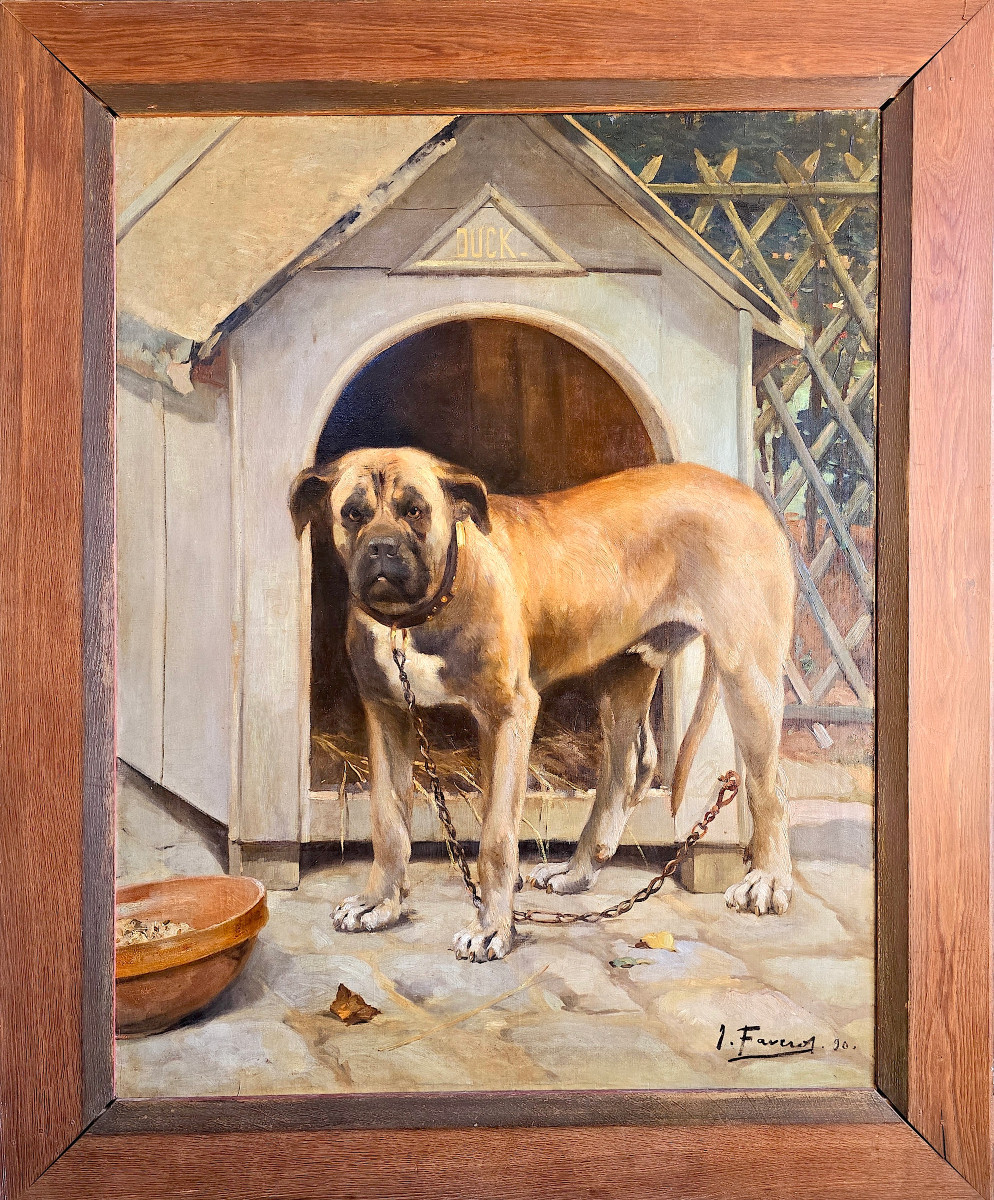 Portrait De Chien, Signé Joseph Faverot (1862-1918). (180cm x 148cm)