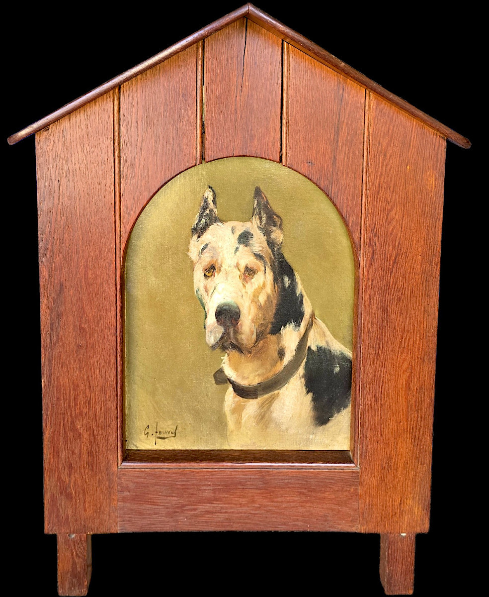 Portrait Of A Great Dane, Signed Georges Henri Fauvel (19th-20th Century). (88cm X 70cm)
