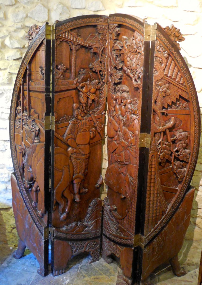 Screen Chinese Carved, XIX End Debut XX (x 1,68cm 1,89m)-photo-7