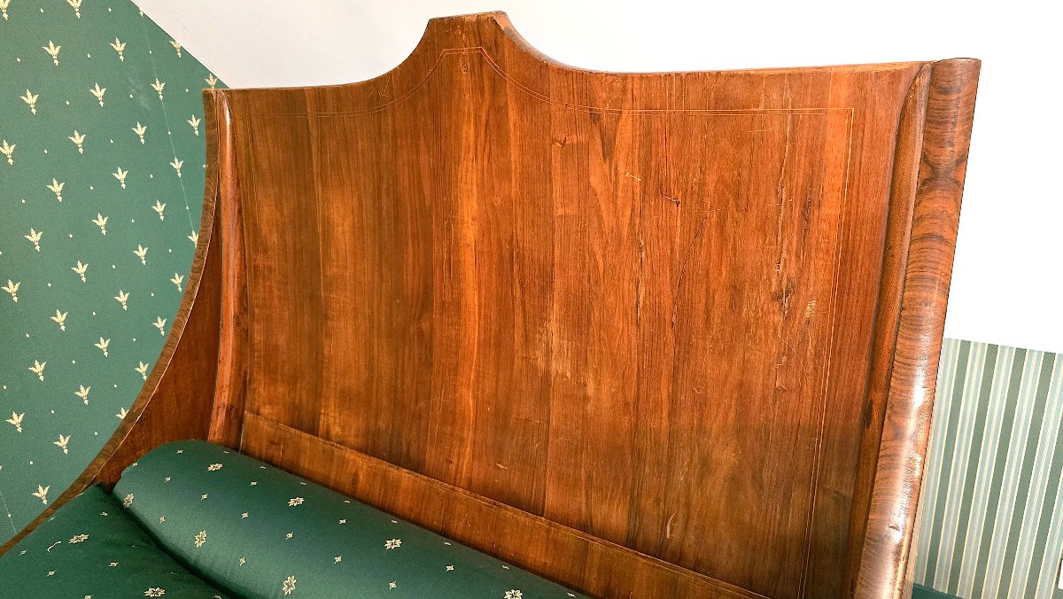 Lit En Noyer Et Marqueterie, Époque Charles X, Début XIXe.  (251cm x 120cm)-photo-3
